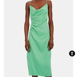 NEVER WORN - INTERMIX Whitney Cowl Neck Midi Dress Green